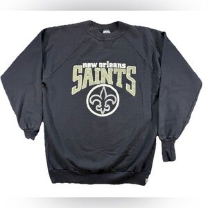 Vintage New Orleans Saints Logo7 Sweatshirt Men's Large Black NFL 90s USA MADE